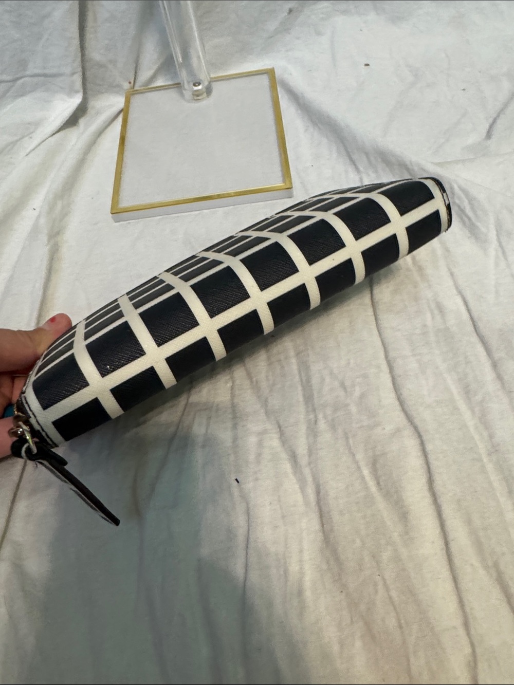 kate spade Black & White Grid Tote with Matching Wallet - Picture 7 of 7